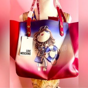 Love Moschino Red With Girl/ Tote Bag Too Cute! **RARE** VINTAGE FIND! Moschino